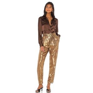 L’Academie Lara Metallic Leopard High Waist Pants